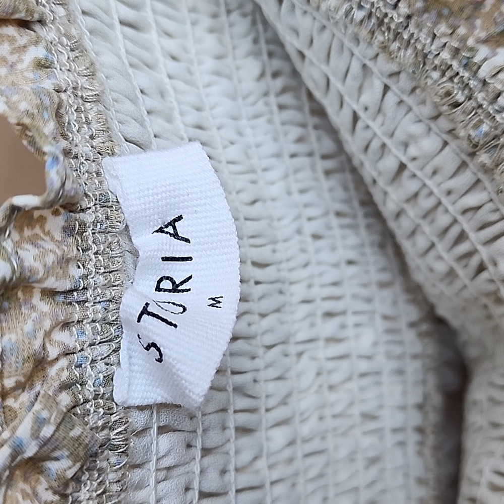 STORIA ANTHROPOLOGIE Smocked Tiered Maxi Skirt M Floral Boho Festival Cottage - Picture 12 of 16
